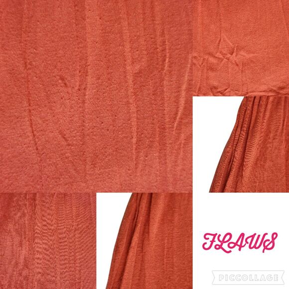 Pink Rose Rust Orange Ruffle Bust Drawstring Fit & Flare Mini Dress Sz M - Picture 6 of 12